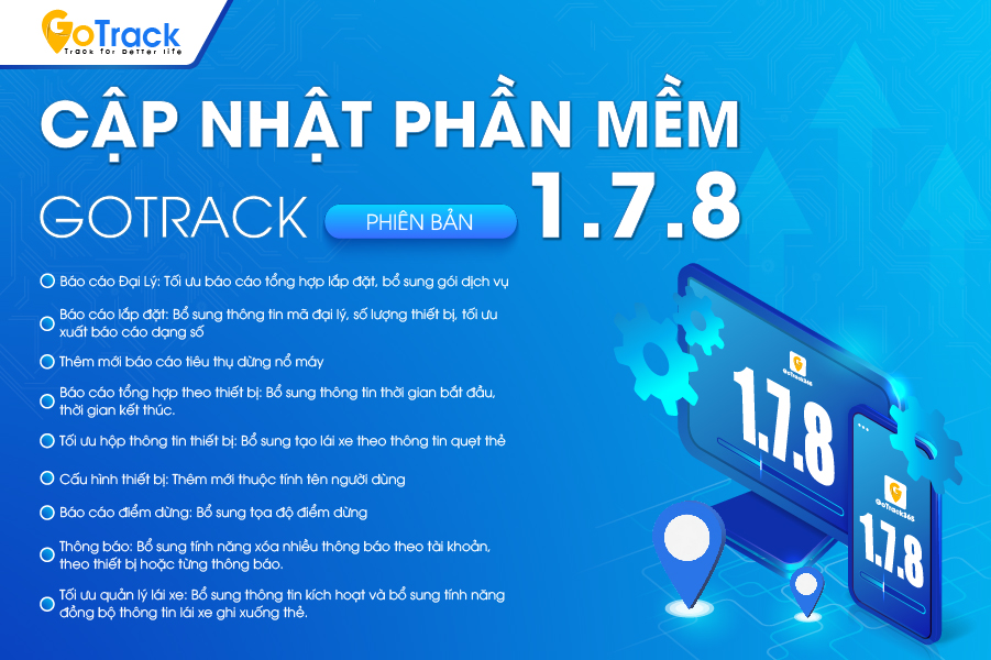 Cập nhật phần mềm GoTrack phiên bản 1.7.8