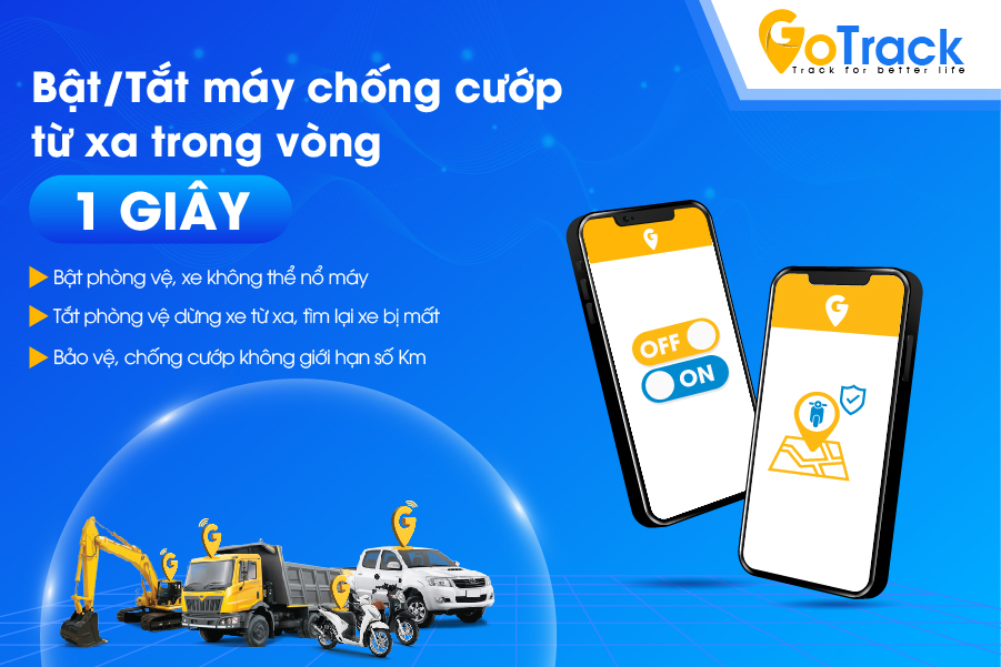 Bật/ tắt máy từ xa chống cướp trong vòng 1 giây 