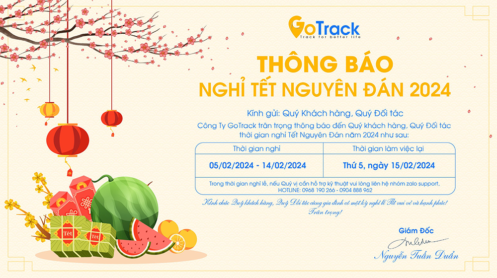 Thông báo nghỉ tết nguyên đán 2024 GoTrack