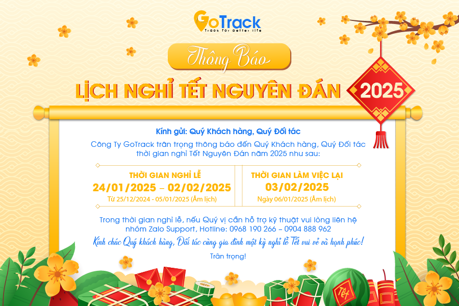 GoTrack thông báo lịch nghỉ tết nguyên đán 2025