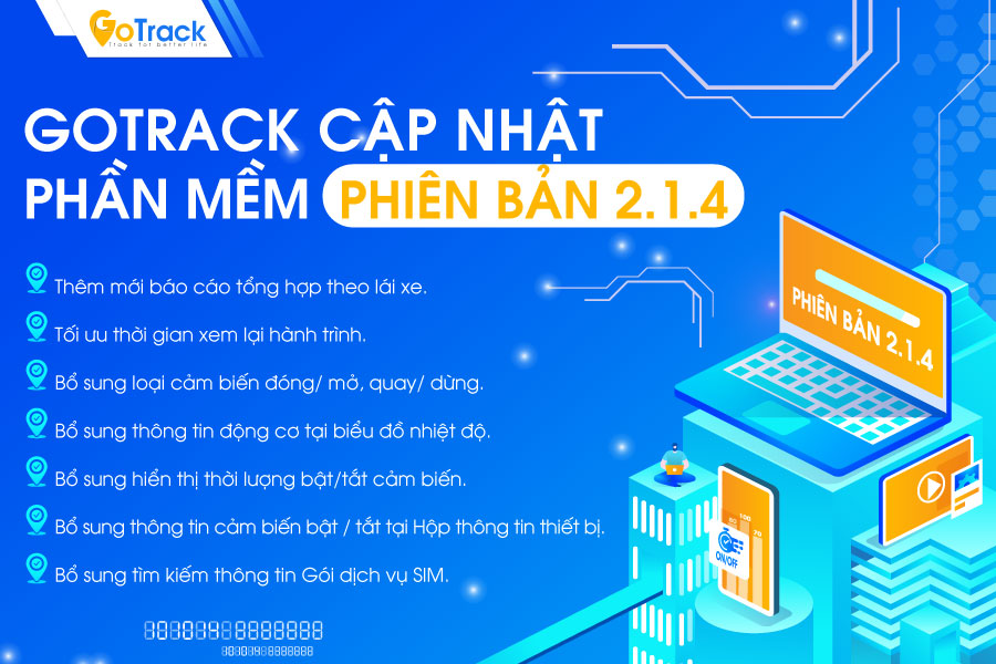 GoTrack cập nhật phần mềm phiên bản 2.1.4