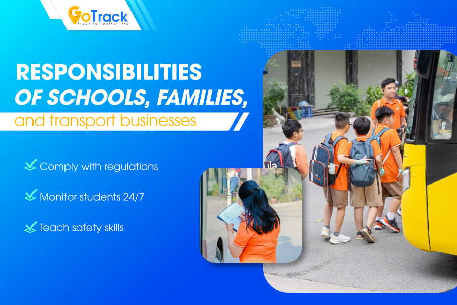 Responsibilities of schools, families, and transport businesses